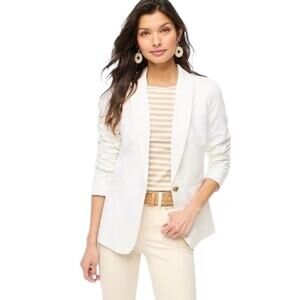 J. Crew Factory Linen-Blend Holland Blazer White Womens Size 16 #Al222 MSRP $178